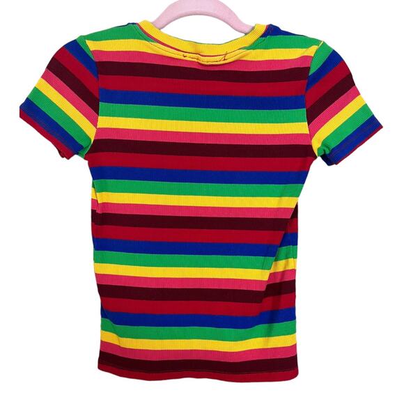 Design Lab Lord & Taylor bright rainbow knit shirt small - Picture 2 of 3